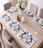 Set of 6 Black & White Abstract Floral Swirl Printed Placemats
