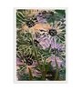 Abstract Flowers On Ragged Green Handmade Acrylic Paint On Canvas Unframed
