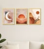 Modern Geometric Wall Art Framed Set of 3 with Wooden Frame