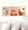 Modern Geometric Wall Art Framed Set of 3 with Wooden Frame