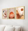Modern Geometric Wall Art Framed Set of 3 with Wooden Frame