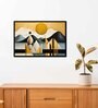 Abstract Geometry Black Engineered Wood Wall Painting