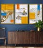 Abstract Geometry Golden Framed Wall Art Canvas Prints Wall Art Pictures For Living Room Modern