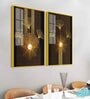 Abstract Golden Ginkgo Leaf Acrylic Art Framed Art Panel (Set Of 2)