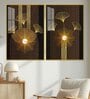 Abstract Golden Ginkgo Leaf Acrylic Art Framed Art Panel (Set Of 2)