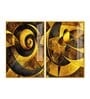 Abstract Golden Acrylic Framed Art Panel (Set Of 2)