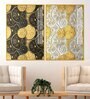 Abstract Golden Shapes Art Acrylic Framed Art Panel (Set Of 2)