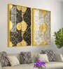 Abstract Golden Shapes Art Acrylic Framed Art Panel (Set Of 2)
