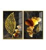 Abstract Golden Shiny Ginkgo Leaf Acrylic Framed Art Panel (Set Of 2)