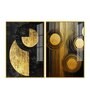 Abstract Golden Textured Line Art Acrylic Framed Art Panel (Set Of 2)