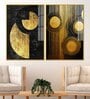 Abstract Golden Textured Line Art Acrylic Framed Art Panel (Set Of 2)
