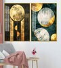 Abstract Golden Textured Shape Art Acrylic Framed Art Panel (Set Of 2)