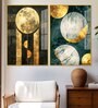 Abstract Golden Textured Shape Art Acrylic Framed Art Panel (Set Of 2)