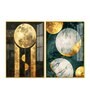 Abstract Golden Textured Shape Art Acrylic Framed Art Panel (Set Of 2)