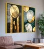 Abstract Golden Textured Shape Art Acrylic Framed Art Panel (Set Of 2)