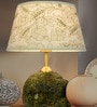 Abstract Green Bidasar Marble Table Lamp with Embroidered Shade