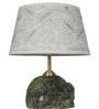 Abstract Green Bidasar Marble Table Lamp with Embroidered Shade