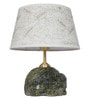 Abstract Green Bidasar Marble Table Lamp with Embroidered Shade