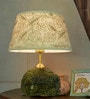Abstract Green Bidasar Marble Table Lamp with Embroidered Shade