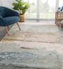 Blue Abstract Wool And Viscose 8 ft x 10 ft Hand Tufted Carpet