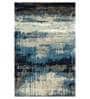 Blue Abstract Wool And Viscose 8 ft x 10 ft Hand Tufted Carpet