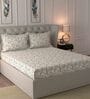 Orange Floral 210 TC Cotton 1 Double Bedsheet with 2 Pillow Covers