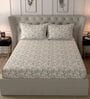 Orange Floral 210 TC Cotton 1 Double Bedsheet with 2 Pillow Covers