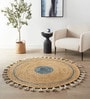 Abstract Jute 3 Ft X 3 Ft Hand Woven Dhurrie