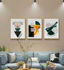 Abstract Landscape Deer Framed Wall Art Prints Gold Elk Leaf Canvas Interior Paintings Wall Art
