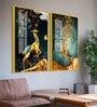 Abstract Luxury Golden Deer Acrylic Art Framed Art Panel (Set Of 2)