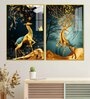 Abstract Luxury Golden Deer Acrylic Art Framed Art Panel (Set Of 2)