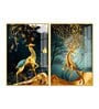 Abstract Luxury Golden Deer Acrylic Art Framed Art Panel (Set Of 2)