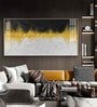 Abstract Marble Golden Black Glass Finish Horizontal Wall Art