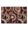 Brown Geometric Polyester 3 ft x 5 ft Machine Made Carpet