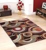 Brown Geometric Polyester 4 ft x 6 ft Machine Made Carpet
