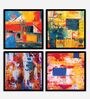 Gothic Orange Engineered Wood Framed Art Print Set of 4