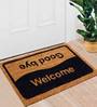 Black Coir Slogan Pattern 30X18 Inch Stain Resistant Door Mat