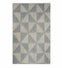 Blue Cotton Geometrical 4  x 6  Feet Machine Made Carpet
