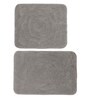 Grey Floral Cotton 24x18 Inches AntiSkid Bath Mat (Set of 2)