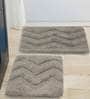 Grey Solid Cotton 24x18 Inches AntiSkid Bath Mats (Set of 2)