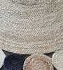 Beige and Black Geometrical Jute Hand Woven 4 X 4 Feet Round Carpet
