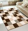Brown Microfibre Geometrical 4 x 6 Feet Machine Made Carpet