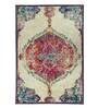Blue Persian Polyester 4 ft x 6 ft Machine Made Carpet