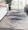 Blue Wool And Viscose Abstract 6 x 9 Feet Hand Tufted Carpet