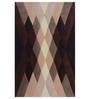 Brown Geometric Wool 3 ft x 5 ft Hand Tufted Carpet