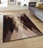 Brown Geometric Wool 3 ft x 5 ft Hand Tufted Carpet