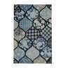 Blue Floral Polyester 6 ft x 9 ft Hand Tufted Carpet