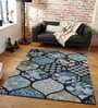 Blue Floral Polyester 6 ft x 9 ft Hand Tufted Carpet