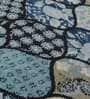 Blue Floral Polyester 6 ft x 9 ft Hand Tufted Carpet