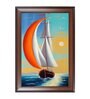Abstract Sailing Ship Brown Engineered Wood Wall Painting